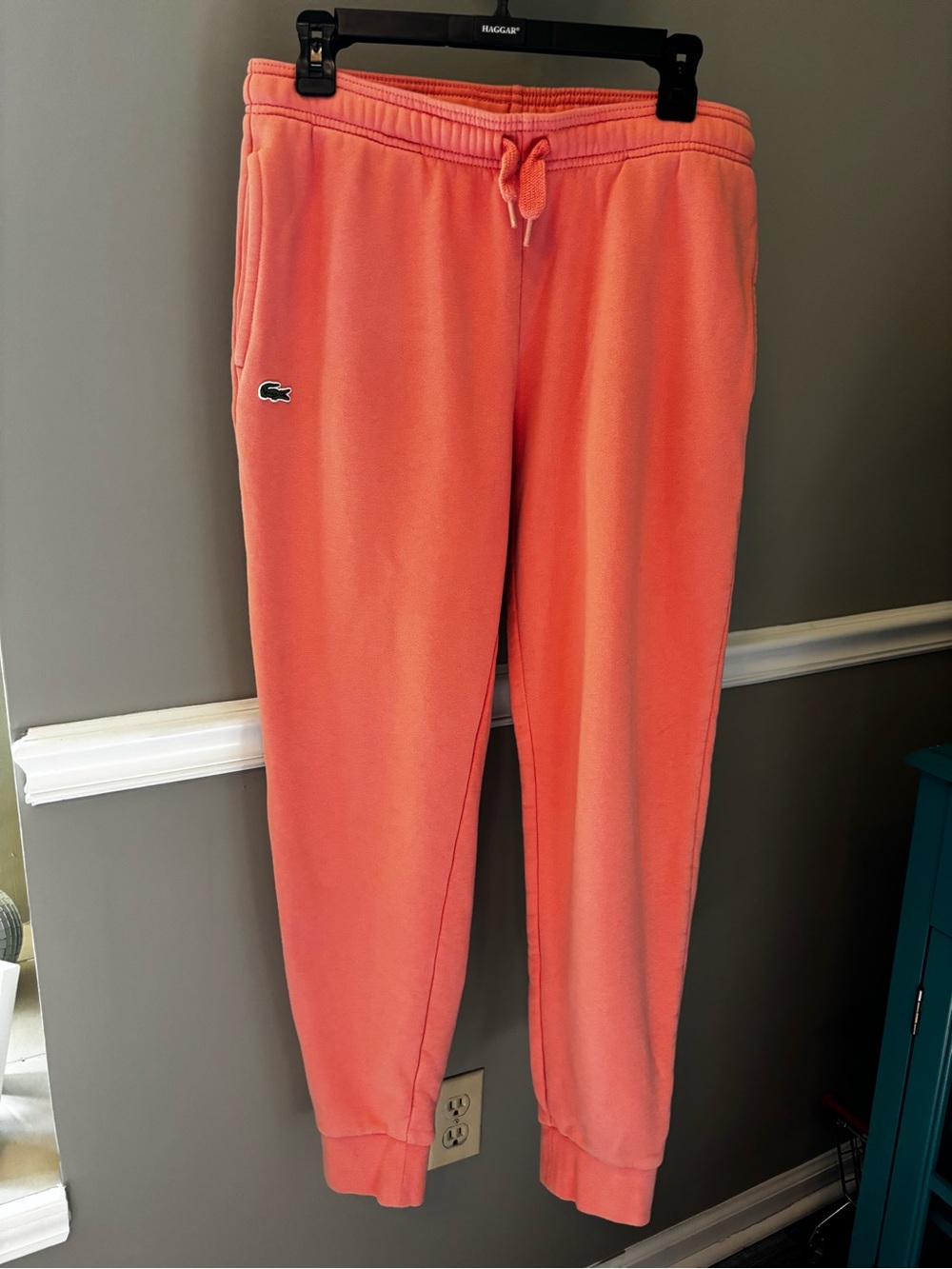 Lacoste Men's Light Pink Drawstring Joggers with Crocodile Logo